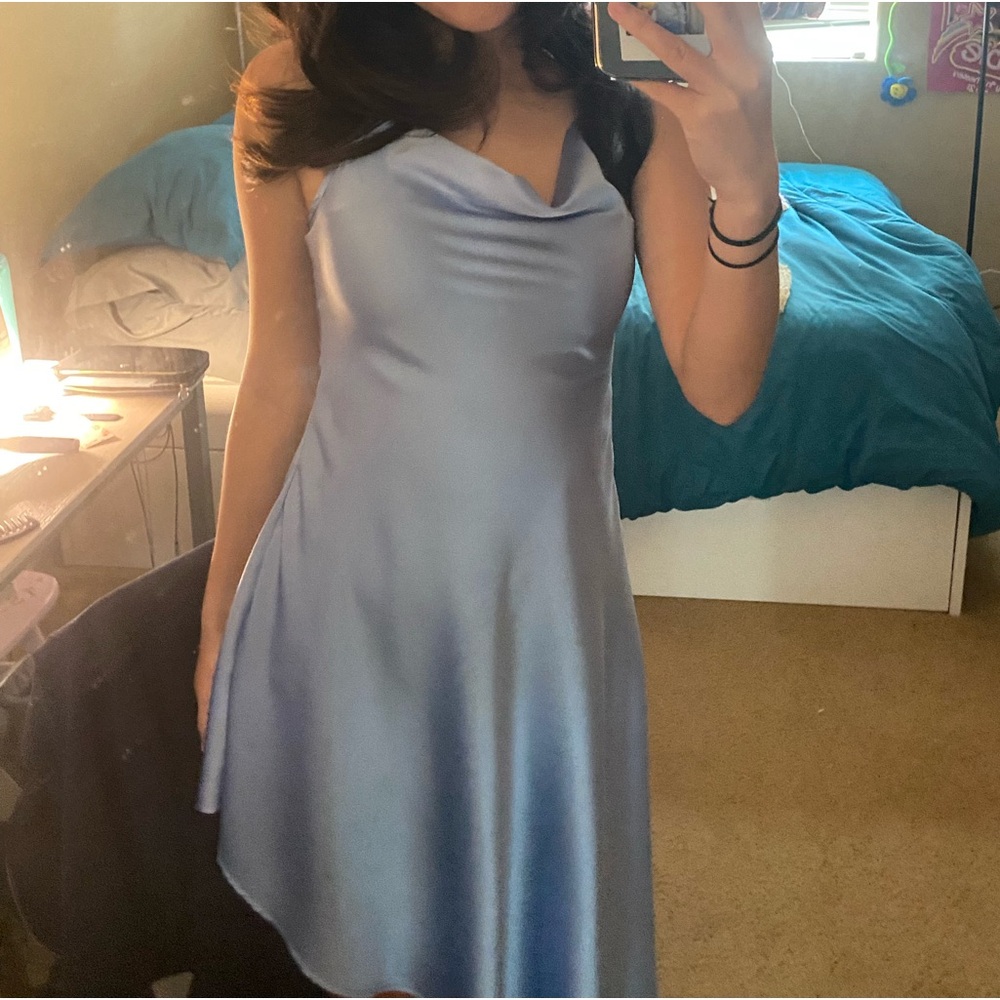Shein Light Blue Asymmetrical Cami Dress